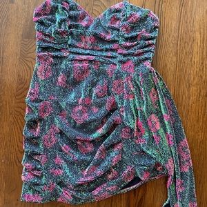 Sequin strapless mini dress with side zipper